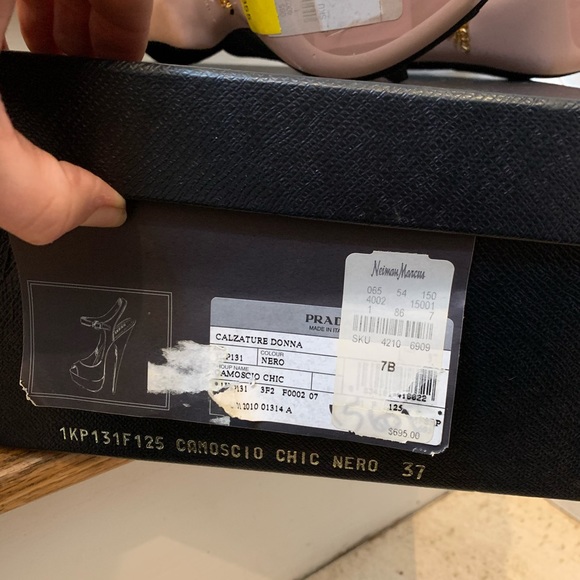 NIB Prada Black Suede Peep Toe Pumps - Picture 8 of 8